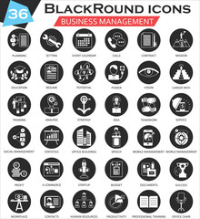 Poster - Vector Business management circle white black icon set. Ultra modern icon design for web.