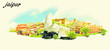JAIPUR (India) vector panoramic water color illustration