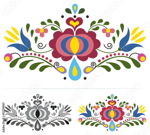 Naklejka dekoracyjna Colored slovak folk ornaments