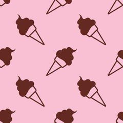 Sticker - Icono plano patrón con cono de helado sobre fondo rosa