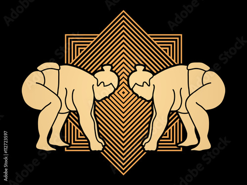 Dekoracja na wymiar  sumo-przygotowuje-sie-do-walki-zaprojektowanej-na-luksusowym-kwadratowym-tle-grafiki-wektorowej