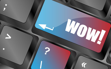 Poster - wow button on computer keyboard key vector . keyboard keys, keyboard button, keyboard icon