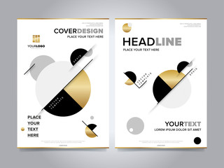 Wall Mural - Gold annual report design template vector. Brochure cover presentation abstract flat background. Leaflet layout. Corporate document.