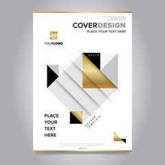 Wall Mural - Gold annual report design template vector. Brochure cover presentation abstract flat background. Leaflet layout. Corporate document.