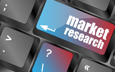 Poster - key with market research text on laptop keyboard, business concept vector . keyboard keys, keyboard button, keyboard icon
