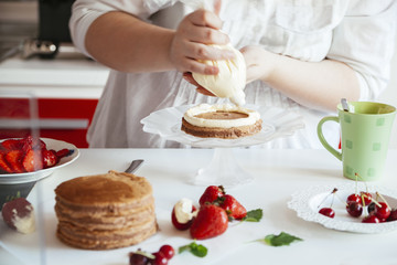 Wall Mural - Woman Making The Naked Cake