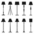 Set of floor lamp silhouettes, vector illustration