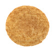 Fresh baked snickerdoodle cookie top view isolated on a white background.
