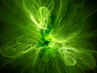 Wall Mural - Green glowing plasma curves in space
