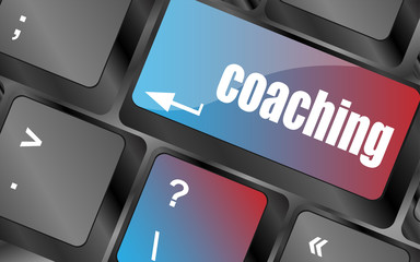 Poster - Coaching Button on Modern Computer Keyboard with Word coaching on It keyboard keys, keyboard button, keyboard icon