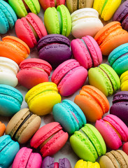 Wall Mural - A french sweet delicacy, macaroons variety closeup.