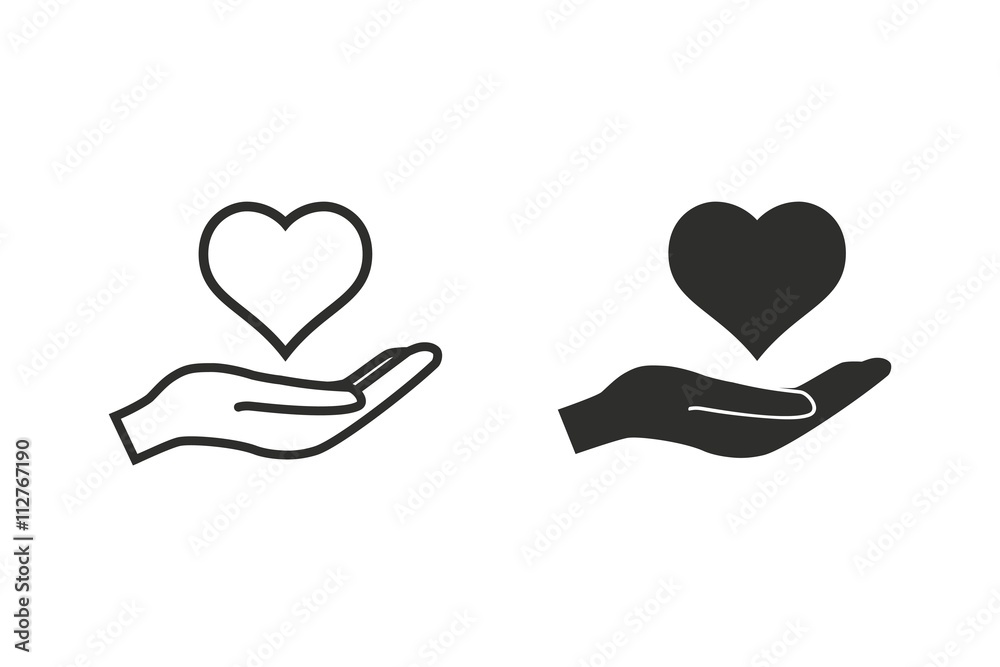 Heart In Hand Icon Heart in hand - vector icon. Stock Vector | Adobe Stock