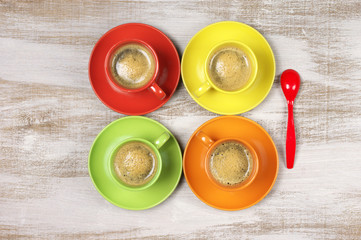 Canvas Print - Coffee in colorful cups