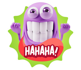 Fototapete - 3d Illustration Laughing Character Emoji Expression saying Hahah