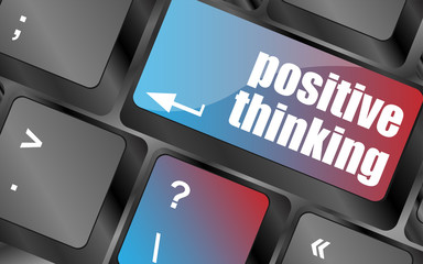 Poster - positive thinking button on keyboard - social concept vector . keyboard keys, keyboard button, keyboard icon