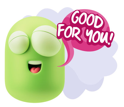 3d Rendering Smile Character Emoticon Expression saying Good For