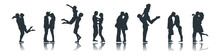 Silhouettes Of Romantic Loving Couples