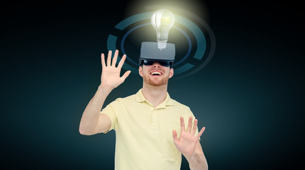 Wall Mural - happy man in virtual reality headset or 3d glasses