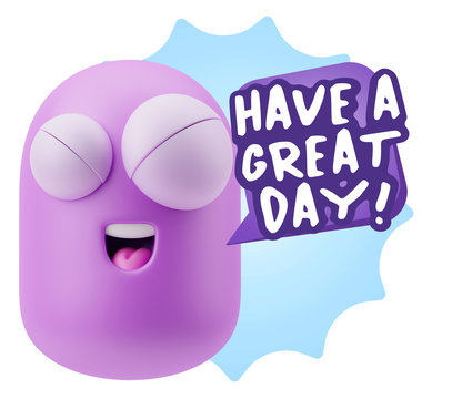 3d Rendering Smile Character Emoticon Expression saying Have A G