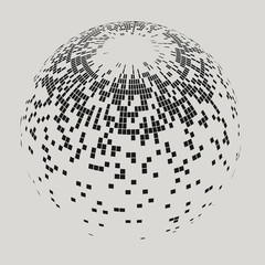 Poster - Vector sphere with squares. Illustration of abstract sphere with black squares. Background design for banner, poster, flyer.
