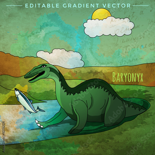 Dinosaur In The Habitat Vector Illustration Of Baryonyx Buy This