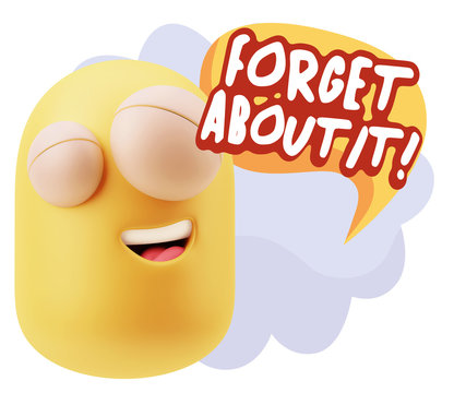 3d Rendering Smile Character Emoticon Expression saying Forget A
