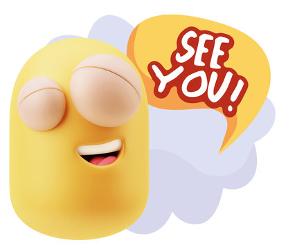 3d Rendering Smile Character Emoticon Expression saying See You