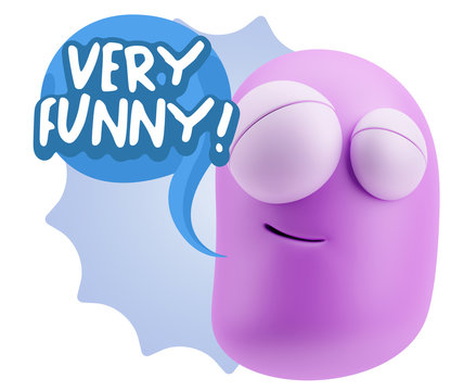 3d Rendering Smile Character Emoticon Expression saying Very Fun
