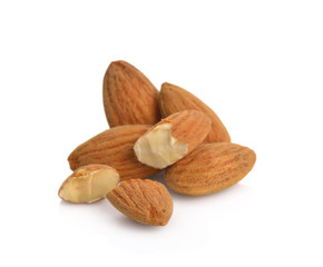 Wall Mural - almonds isolated on the white background