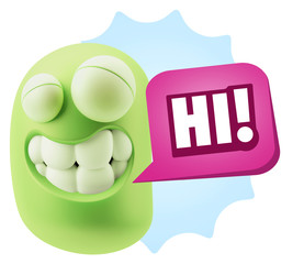 Fototapete - 3d Illustration Laughing Character Emoji Expression saying Hi wi
