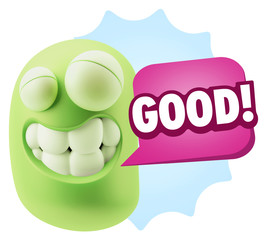 Fototapete - 3d Illustration Laughing Character Emoji Expression saying Good