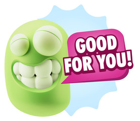 Fototapete - 3d Rendering Smile Character Emoticon Expression saying Good For
