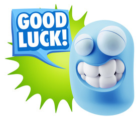 Fototapete - 3d Illustration Laughing Character Emoji Expression saying Good