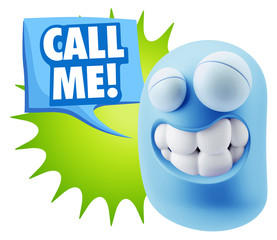 Fototapete - 3d Illustration Laughing Character Emoji Expression saying Call