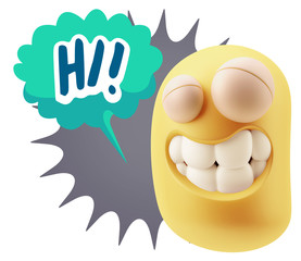 Fototapete - 3d Illustration Laughing Character Emoji Expression saying Hi wi