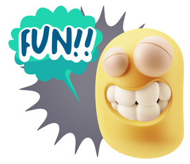 Fototapete - 3d Illustration Laughing Character Emoji Expression saying Fun w