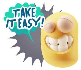 Fototapete - 3d Illustration Laughing Character Emoji Expression saying Take