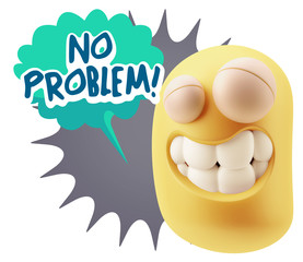 Fototapete - 3d Rendering Smile Character Emoticon Expression saying No Probl