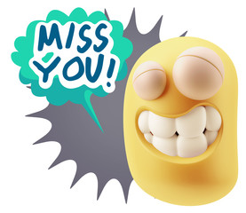 Fototapete - 3d Illustration Laughing Character Emoji Expression saying Miss