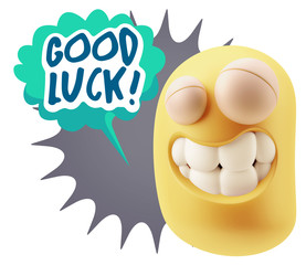 Fototapete - 3d Illustration Laughing Character Emoji Expression saying Good