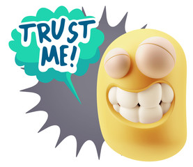Fototapete - 3d Illustration Laughing Character Emoji Expression saying Trust