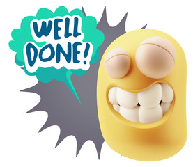 Fototapete - 3d Rendering Smile Character Emoticon Expression saying Well Don