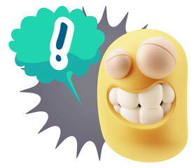 Fototapete - 3d Rendering Smile Character Emoticon Expression saying ! with C