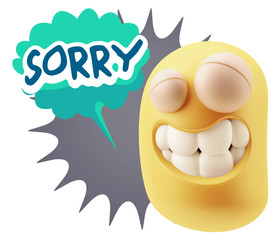 Fototapete - 3d Illustration Laughing Character Emoji Expression saying Sorry