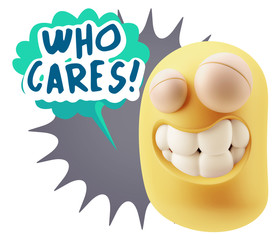 Fototapete - 3d Illustration Laughing Character Emoji Expression saying Who C