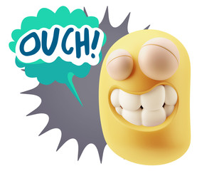 Fototapete - 3d Illustration Laughing Character Emoji Expression saying Ouch