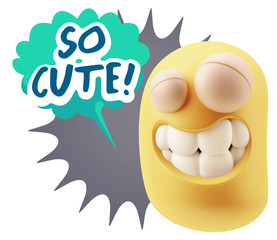 Fototapete - 3d Illustration Laughing Character Emoji Expression saying So Cu