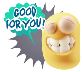 Fototapete - 3d Rendering Smile Character Emoticon Expression saying Good For