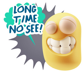 Fototapete - 3d Illustration Laughing Character Emoji Expression saying Long