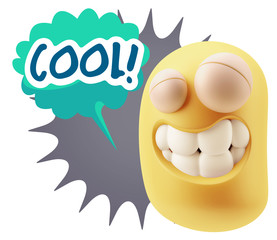 Fototapete - 3d Illustration Laughing Character Emoji Expression saying Cool